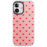 iPhone 16 Pro Max Small Heart Pattern: Red & Pink Black Impact Phone Case