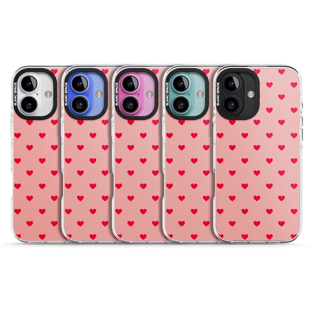 iPhone 16 Pro Max Small Heart Pattern: Red & Pink Black Impact Phone Case