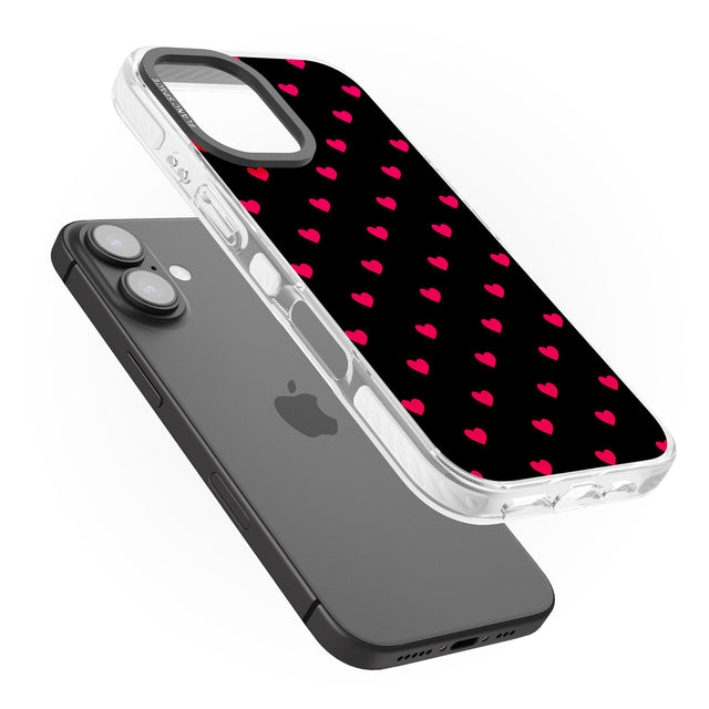 iPhone 16 Pro Max Small Heart Pattern: Red & Black Impact Phone Case