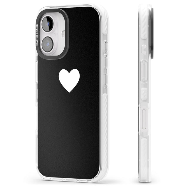 iPhone 16 Pro Max Single Heart Design: White & Black Impact Phone Case