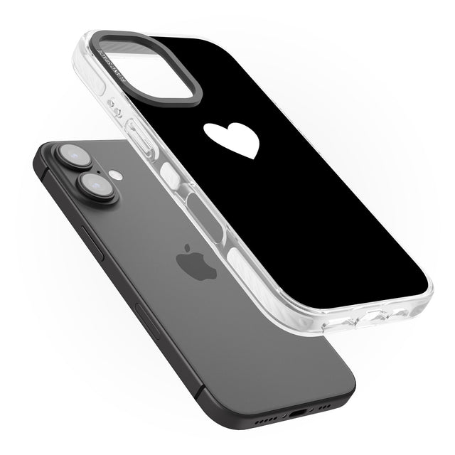 iPhone 16 Pro Max Single Heart Design: White & Black Impact Phone Case