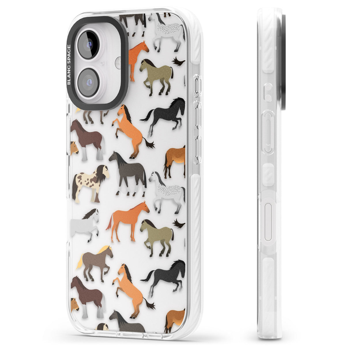 iPhone 16 Pro Max Horse Pattern Black Impact Phone Case