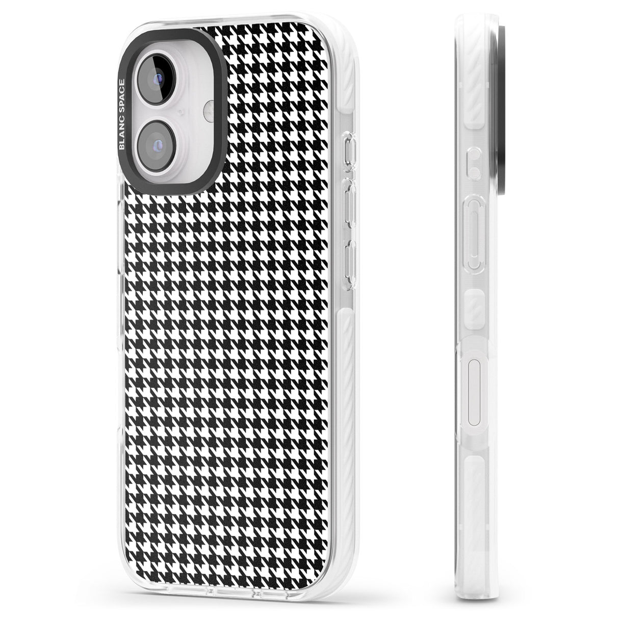 iPhone 16 Pro Max Black Houndstooth Pattern Black Impact Phone Case