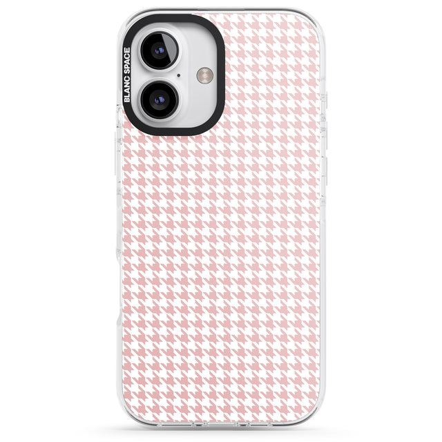 iPhone 16 Pro Max Pink Houndstooth Pattern Black Impact Phone Case