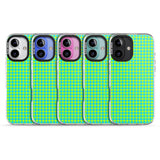 iPhone 16 Pro Max Neon Lime & Turquoise Houndstooth Pattern Black Impact Phone Case