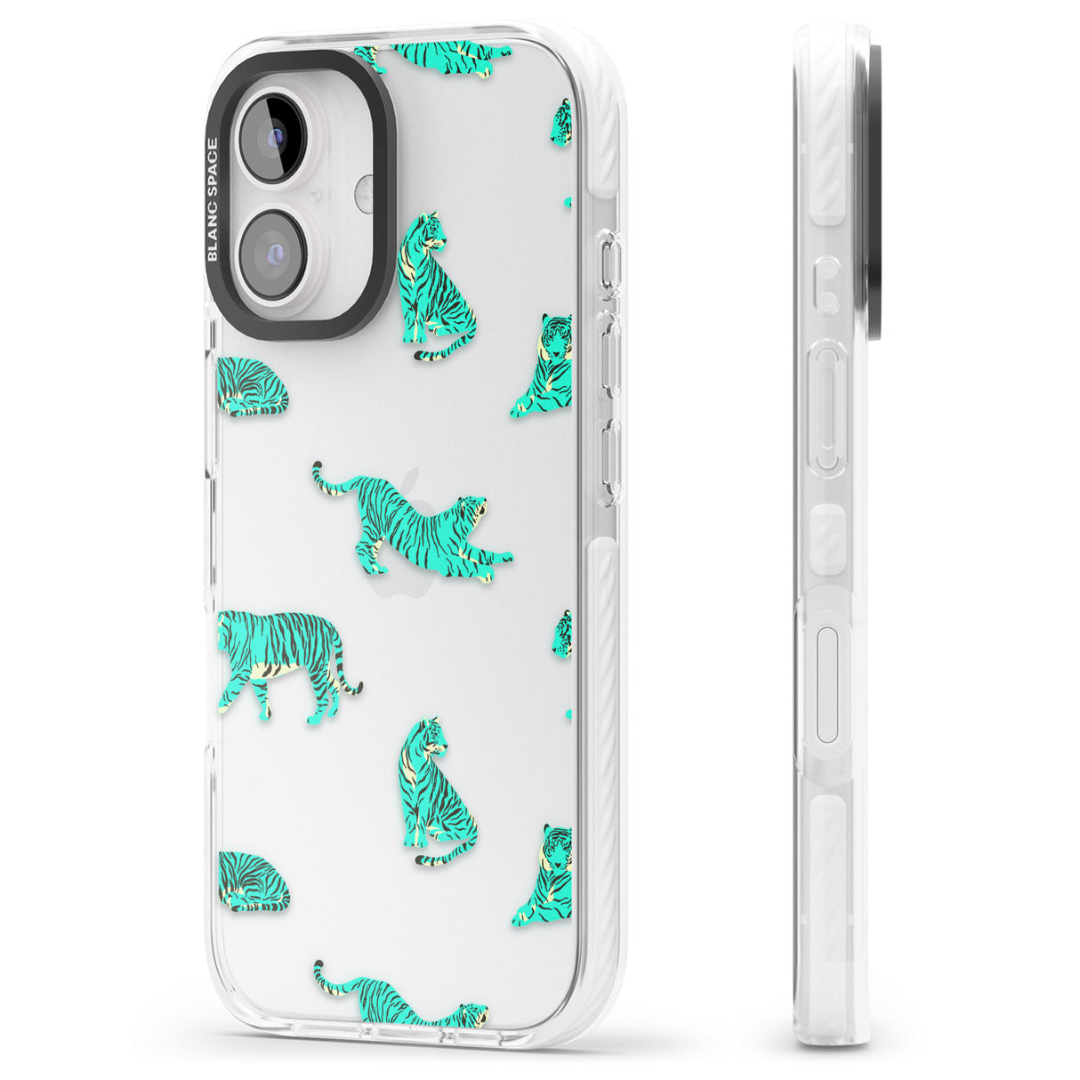 iPhone 16 Pro Max Turquoise Tiger Jungle Cat Pattern Black Impact Phone Case