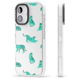 iPhone 16 Pro Max Turquoise Tiger Jungle Cat Pattern Black Impact Phone Case