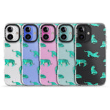 iPhone 16 Pro Max Turquoise Tiger Jungle Cat Pattern Black Impact Phone Case