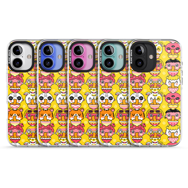 iPhone 16 Pro Max Ramen Noodle Kawaii Pattern Black Impact Phone Case