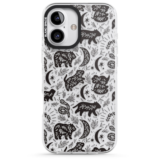 iPhone 16 Pro Max Leafy Bears Black Impact Phone Case