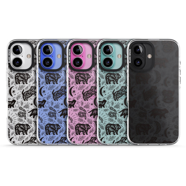 iPhone 16 Pro Max Leafy Bears Black Impact Phone Case