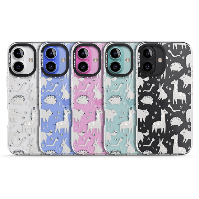 iPhone 16 Pro Max Adorable Mixed Animals Pattern (Clear) Black Impact Phone Case