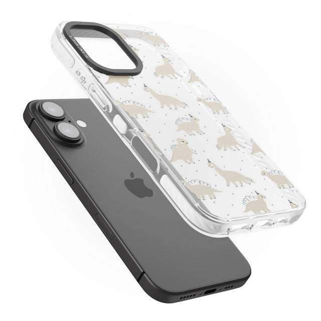 iPhone 16 Pro Max Adorable Dinosaurs Pattern (Clear) Black Impact Phone Case