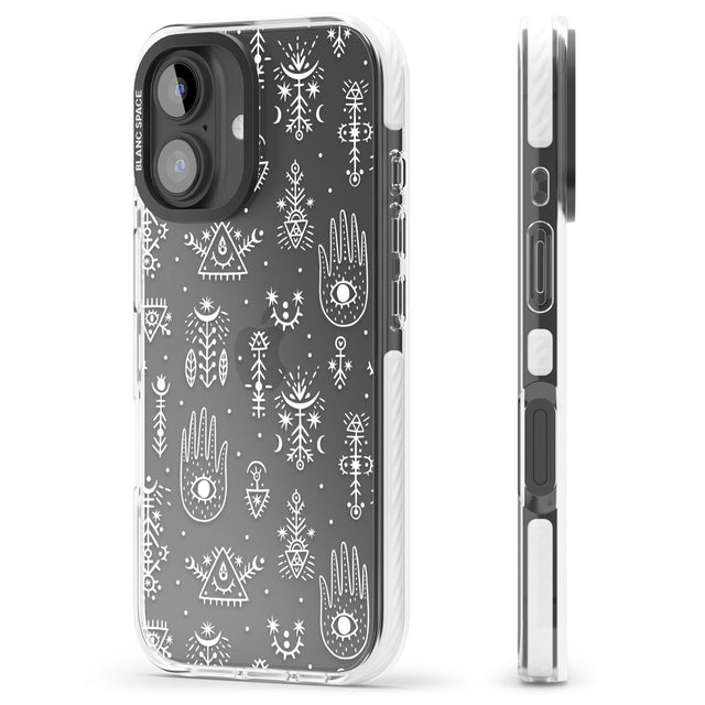 iPhone 16 Pro Max Black Tribal Palms Black Impact Phone Case