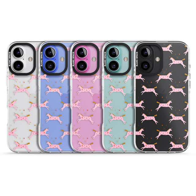 iPhone 16 Pro Max Pink Unicorns Black Impact Phone Case