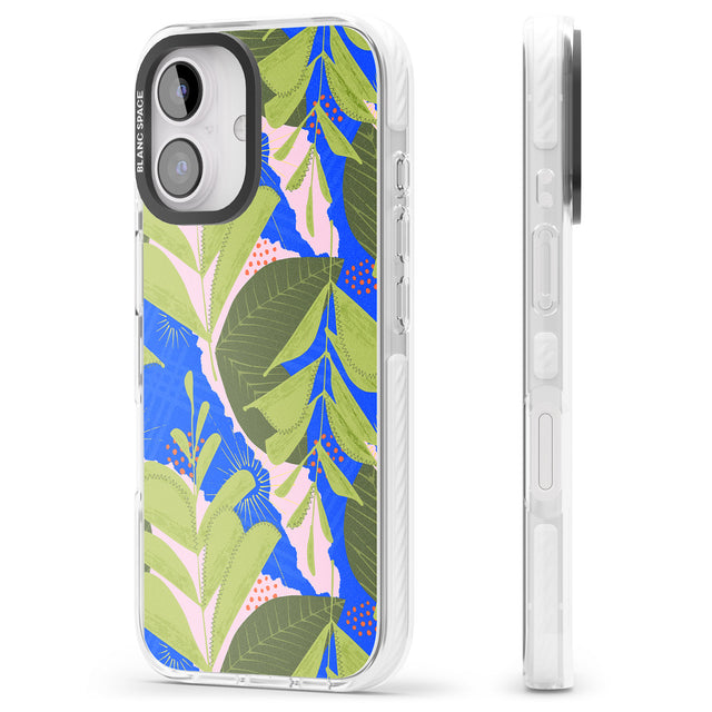 iPhone 16 Pro Max Fern Leaves Abstract Pattern Black Impact Phone Case