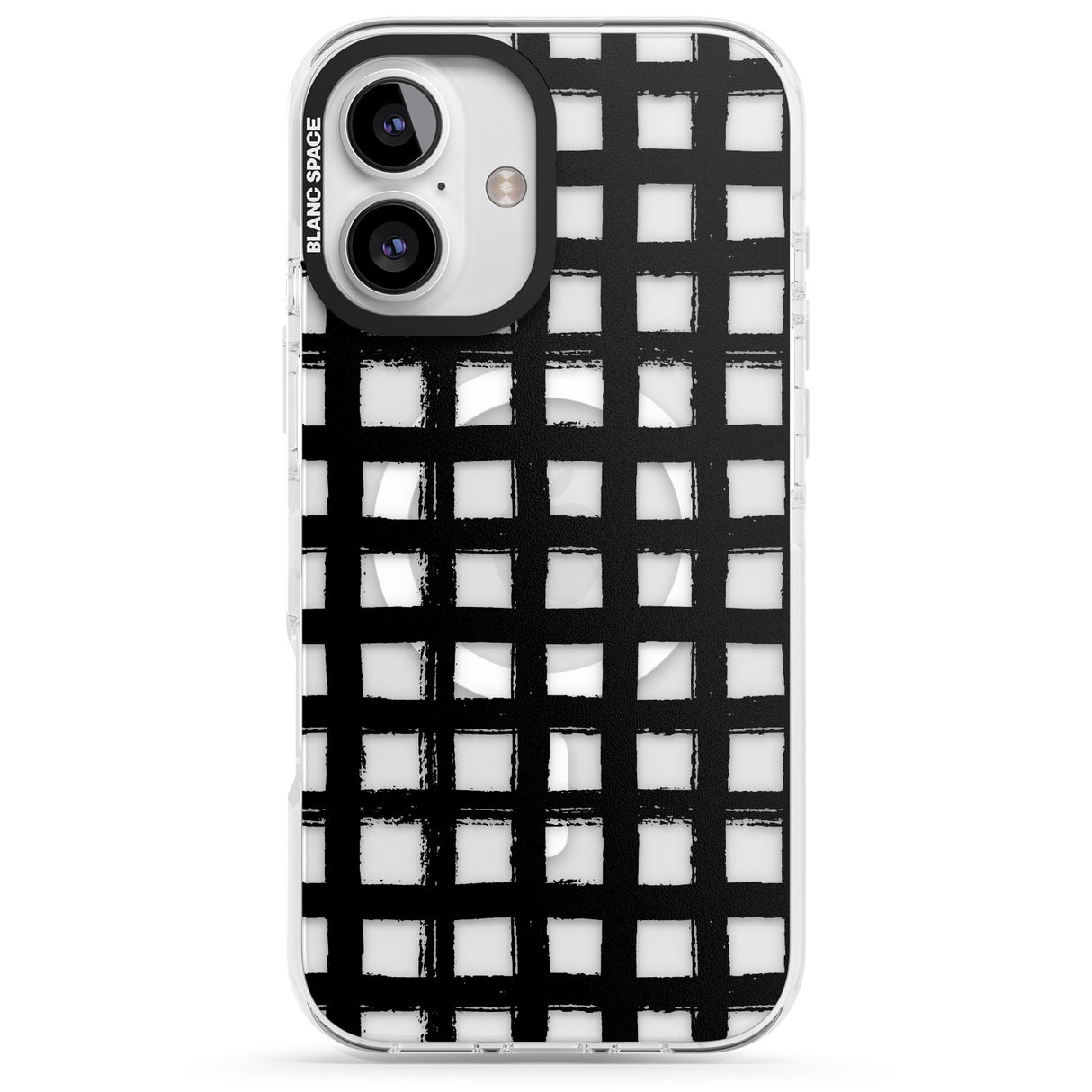 iPhone 16 Pro Max Messy Black Grid - Clear Black Impact Phone Case