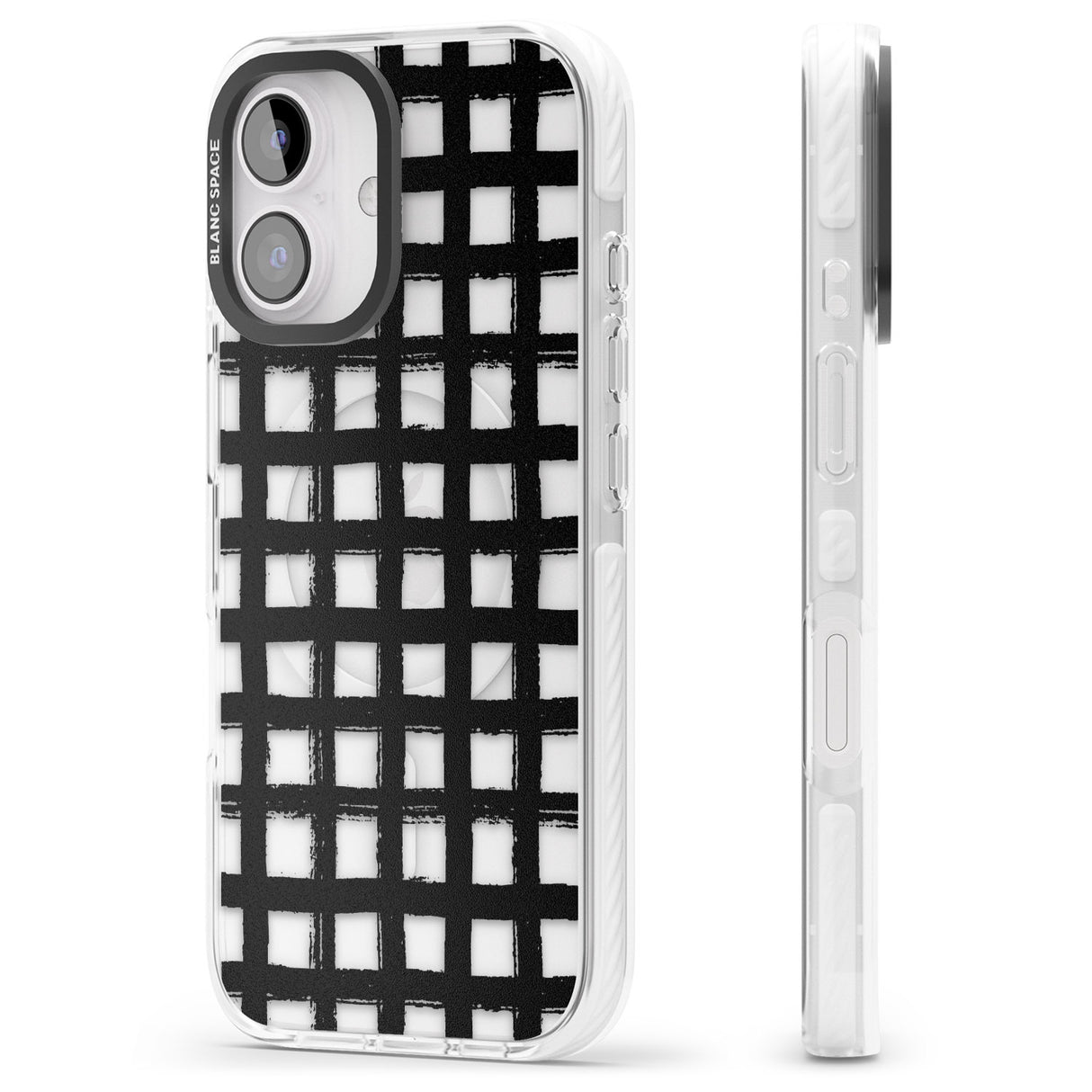 iPhone 16 Pro Max Messy Black Grid - Clear Black Impact Phone Case