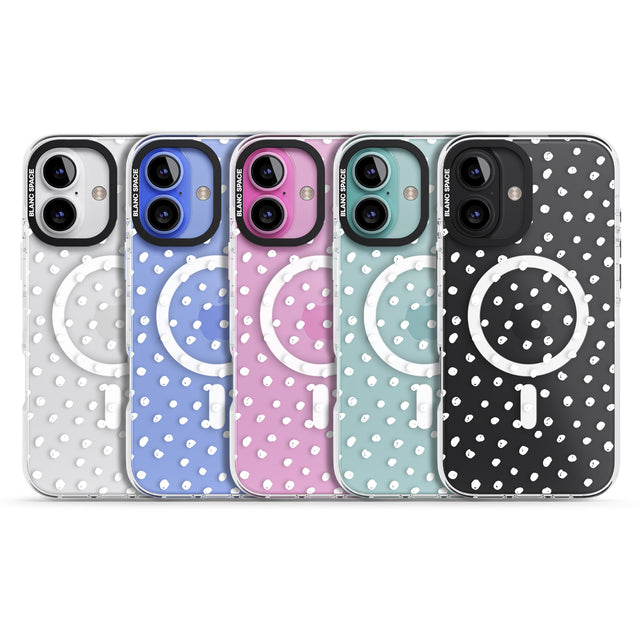 iPhone 16 Pro Max Messy White Dot Pattern Black Impact Phone Case