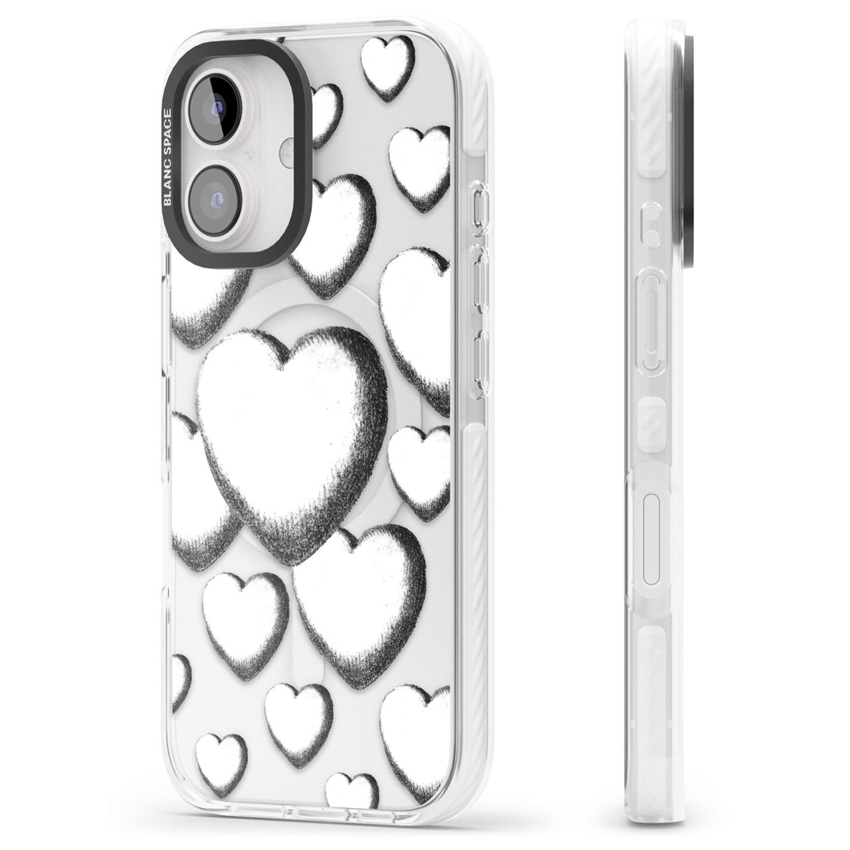 Hand-Drawn Hearts Impact Magsafe Phone Case for iPhone 16, iPhone 16 Plus