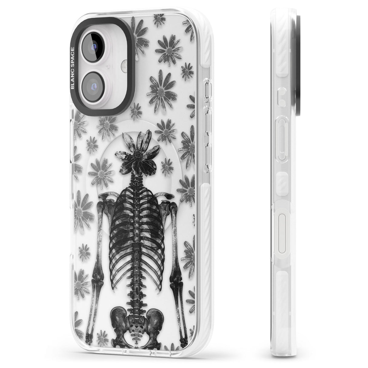 Skeleton Flower Impact Magsafe Phone Case for iPhone 16, iPhone 16 Plus