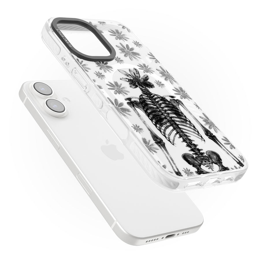 Skeleton Flower Impact Magsafe Phone Case for iPhone 16, iPhone 16 Plus