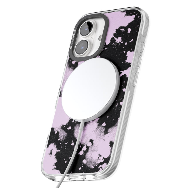 iPhone 16 Pro Max Pink & Black Acid Wash Tie-Dye Black Impact Phone Case