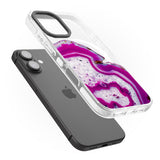 iPhone 16 Pro Max Violet & White Swirl Agate Crystal Clear Design Black Impact Phone Case