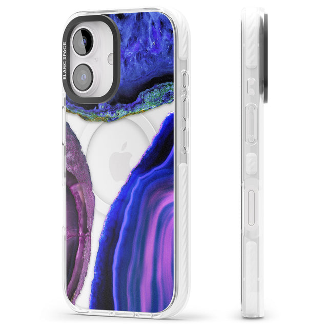 iPhone 16 Pro Max Purple & Blue Agate Gemstone Clear Design Black Impact Phone Case