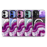 iPhone 16 Pro Max Purple & White Gemstone Crystal Clear Design Black Impact Phone Case