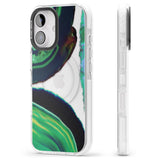 iPhone 16 Pro Max Green & Navy Gemstone Crystal Clear Design Black Impact Phone Case