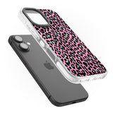 iPhone 16 Pro Max Green on Pink Leopard Print Pattern Black Impact Phone Case