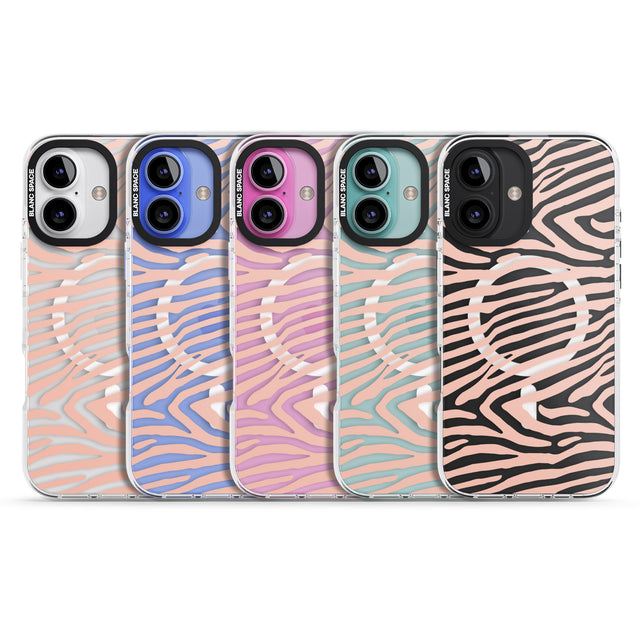 iPhone 16 Pro Max Horizontal Zebra Stripes Transparent Animal Print Black Impact Phone Case