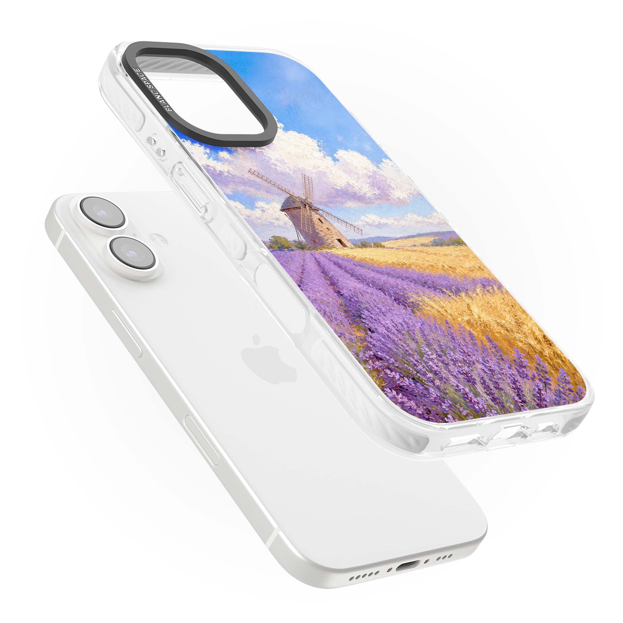 Lavender Mill cottagecore iPhone case featuring a French windmill, lavender field and golden wheat oil painting | Impact Magsafe case for iPhone 16, iPhone 16 Plus