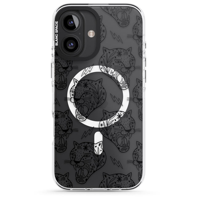 iPhone 16 Pro Max Black Tiger Roar Pattern Black Impact Phone Case