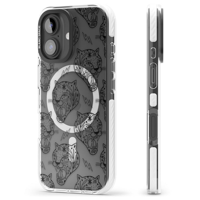 iPhone 16 Pro Max Black Tiger Roar Pattern Black Impact Phone Case