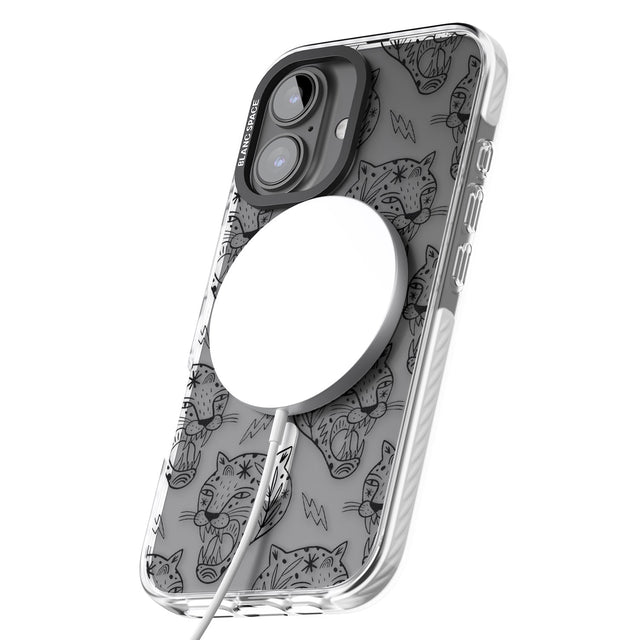 iPhone 16 Pro Max Black Tiger Roar Pattern Black Impact Phone Case