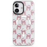 iPhone 16 Pro Max Pink and Blue Cat Pattern Black Impact Phone Case