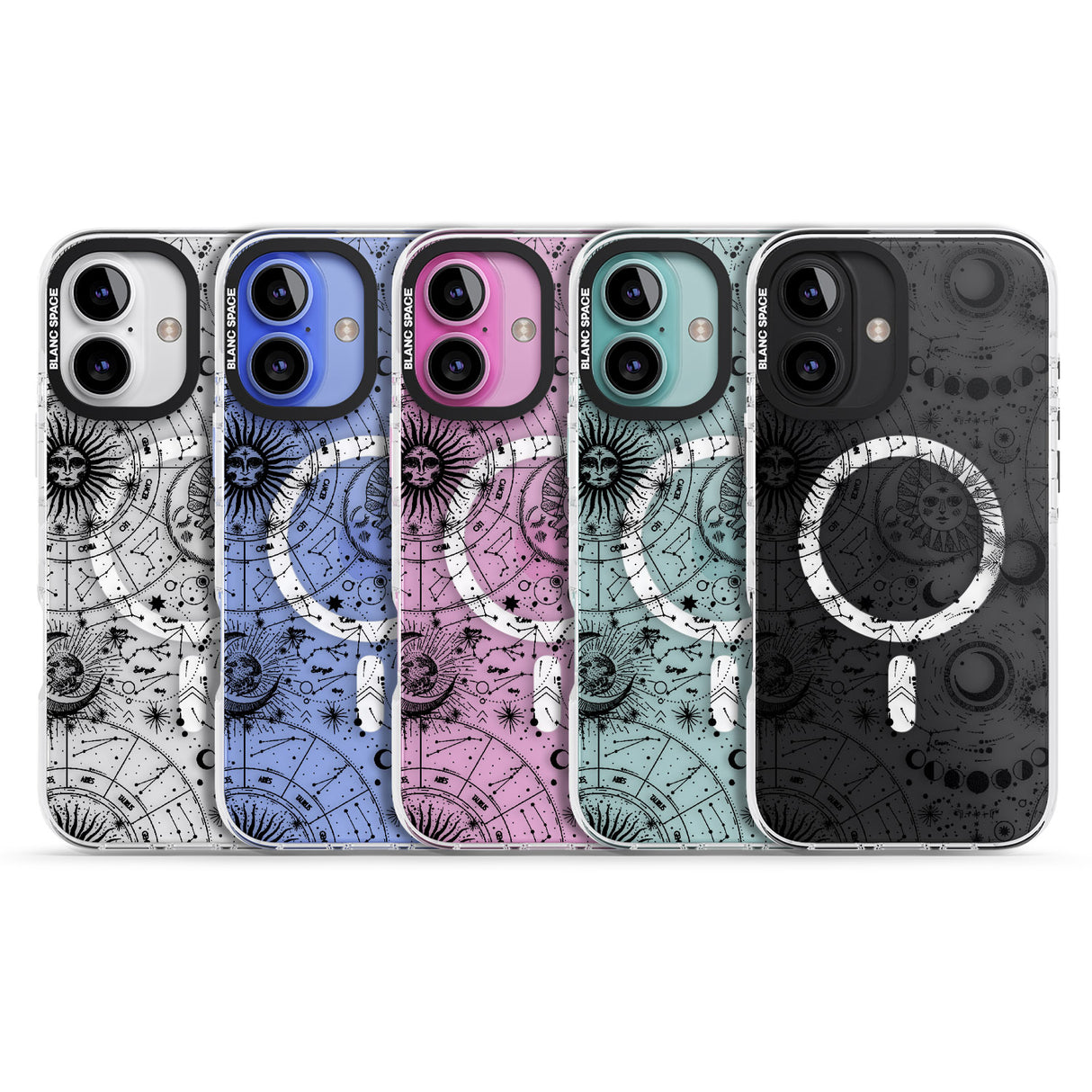 iPhone 16 Pro Max Suns, Moons, Zodiac Signs Astrological Black Impact Phone Case