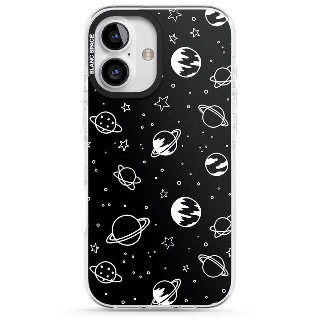 iPhone 16 Pro Max Cosmic Outer Space Design White on Black Black Impact Phone Case