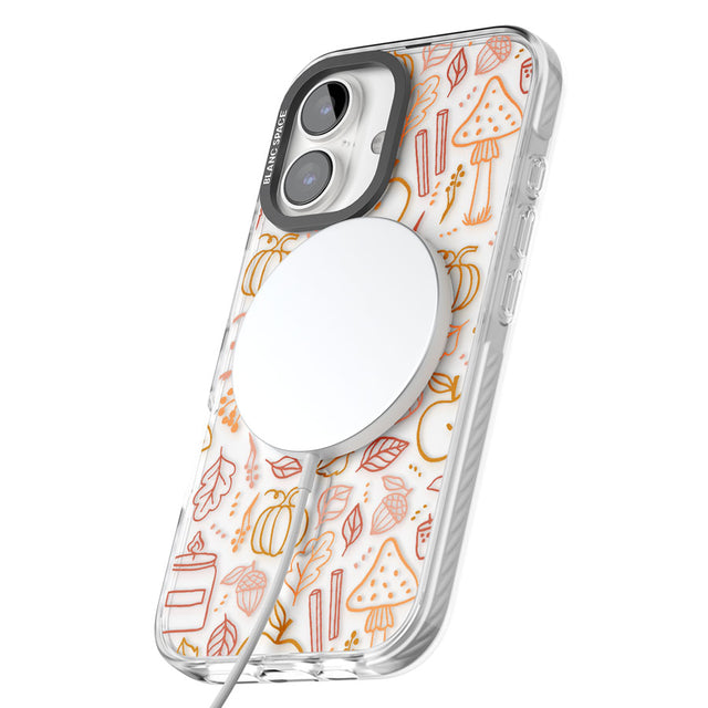 Autumn Line Pattern Impact Magsafe Phone Case for iPhone 16, iPhone 16 Plus