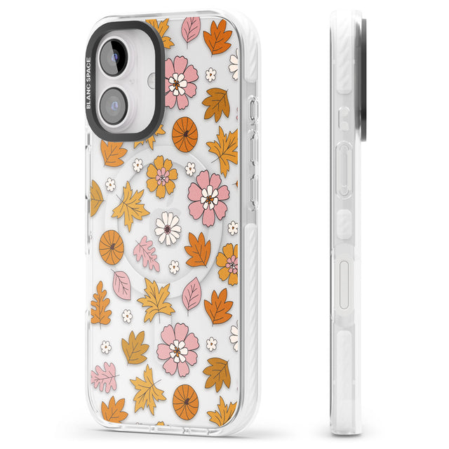 Autumn Leaves and Flowers Impact Magsafe Phone Case for iPhone 16, iPhone 16 Plus