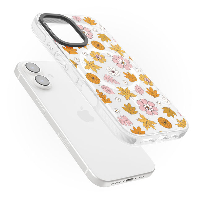 Autumn Leaves and Flowers Impact Magsafe Phone Case for iPhone 16, iPhone 16 Plus