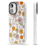 Retro Boho Fall Floral Impact Magsafe Phone Case for iPhone 16, iPhone 16 Plus