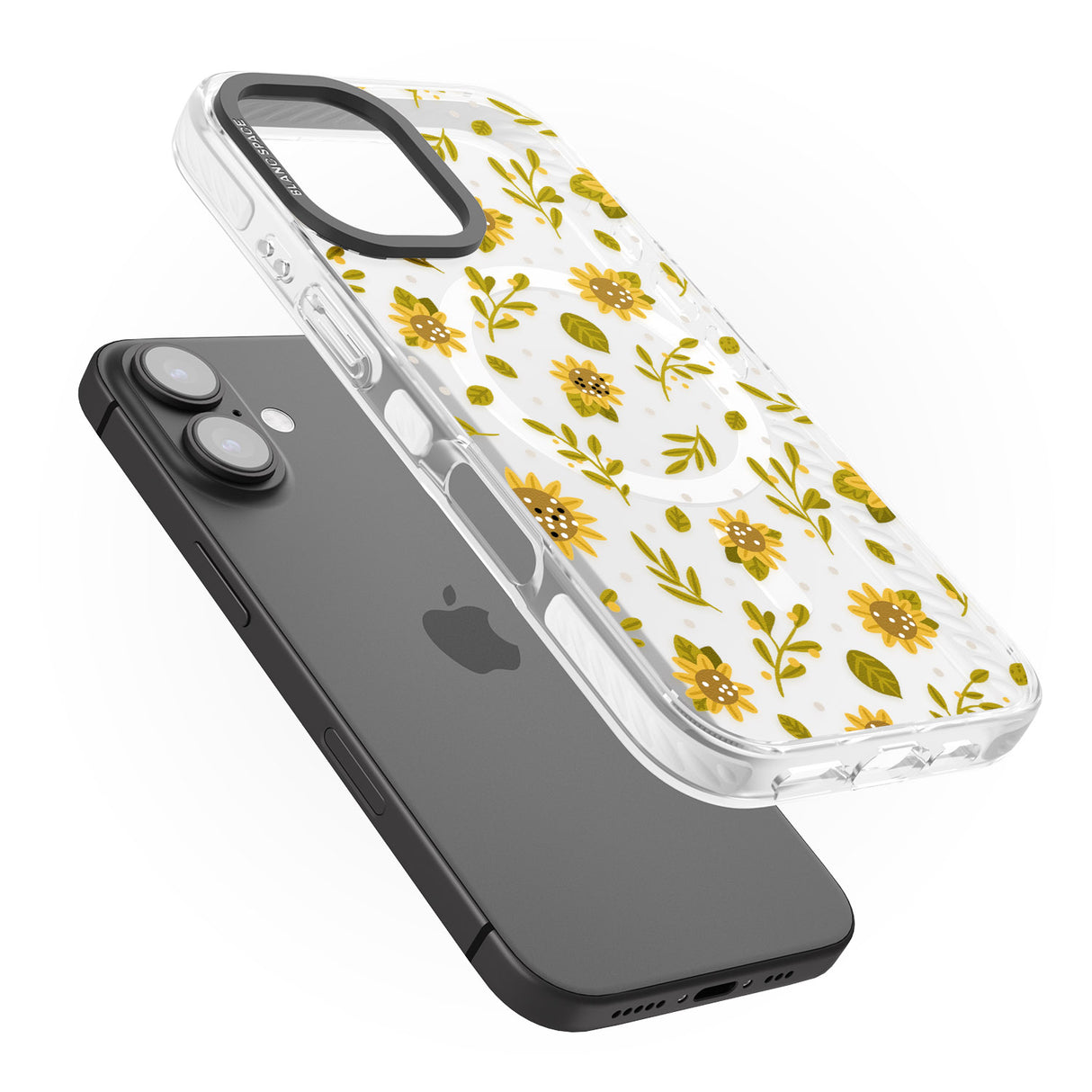 iPhone 16 Pro Max Sweet as Honey Patterns: Sunflowers (Clear) Black Impact Phone Case