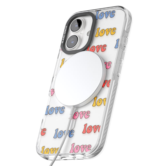 iPhone 16 Love Pattern Clear Impact Phone Case