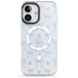 iPhone 16 Blue Bows & Hearts Clear Impact Phone Case