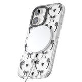 iPhone 16 Black Bows & Hearts Clear Impact Phone Case