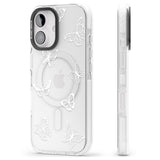 iPhone 16 Pro Max White Butterfly Line Pattern Black Impact Phone Case