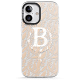 iPhone 16 Pro Max Personalised Subtle Monogram Abstract Floral Black Impact Phone Case